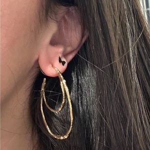 Alexis Bittar Gold Double Hoop Earrings